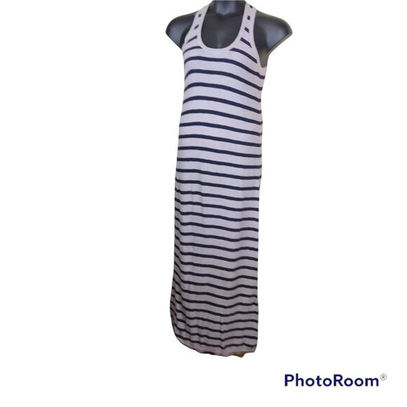 VINCE Gray/Navy Striped Cotton Maxi Dress Sz Small - Picture 2 of 7